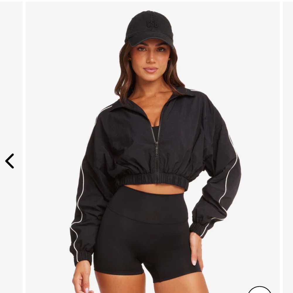 Crop Shop Boutique (CSB) Cropped Windbreaker Jacket in Black